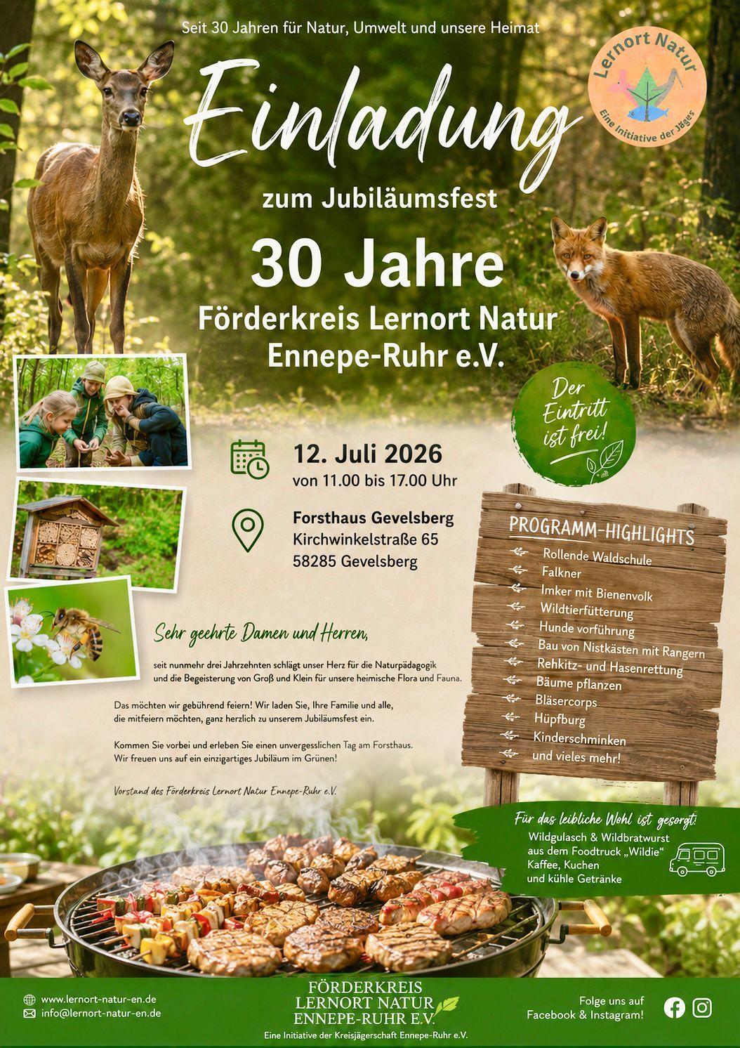 Einladung zur 30 Jahresfeier vom Lernort Natur